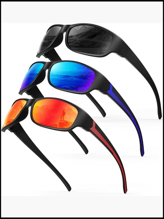 Polarized Sports Sunglasses Men, Wrap Around UV400 Protection